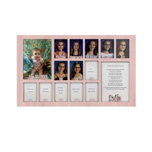 School Years Picture Insert (NO FRAME) - Personalized With Any Name and Date - 10 Color Choices - Graduation Frame - 12x20 - Pink