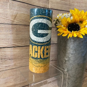 Green Bay Packers tumbler, Packers Tumbler, Packers gifts, skinny  Tumbler, Personalized tumbler, no vinyl or actual glitter