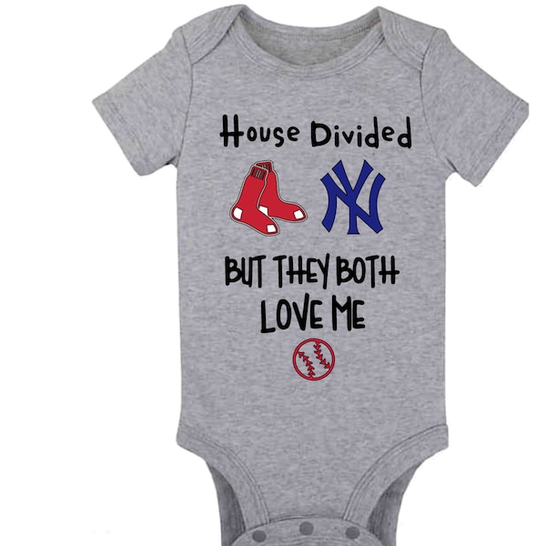 House Divided Babysuit Yankees Red Sox, Phillies, Cubs, Baby shower gift, baby gift, fun gifts