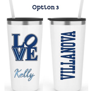 Personalized Villanova with Straw, College Gift, Birthday Gift, Graduation gift, Nova gift, Philly gift