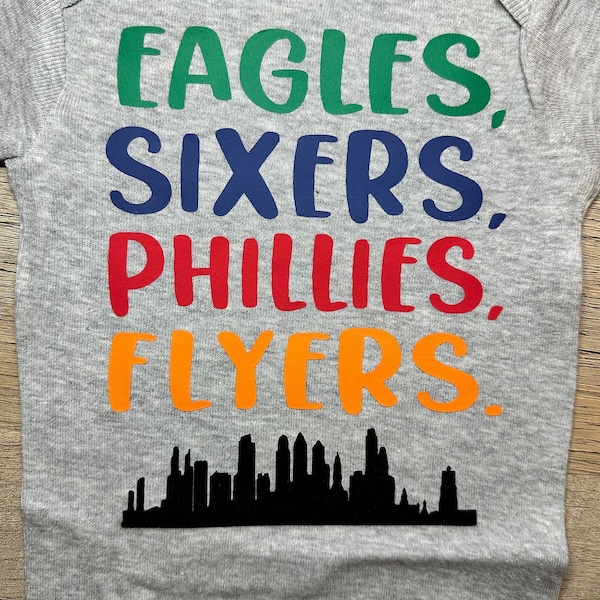Philadelphia Baby Bodysuit. Phillies Eagles Sixers Flyers, baby sports gift, baby shower gift, Kid gift, Unisex gift