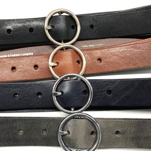 Leather belt jeans belt ladies belt full cowhide round buckle silver or gold WIDTH 3,0cm