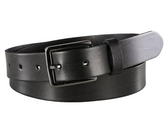 Men's Leather Belts | Elegant Men's Belts | Shiny Black Belt Buckle | 3 cm Wide | Urban Collection