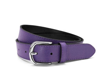 Leather belt women violet nappa leather jeans belt