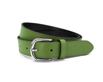 Leather belt women green nappa leather jeans belt