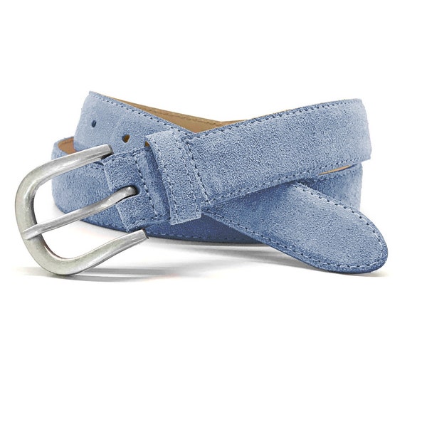Leather belt women suede jeans blue soft cowhide leather