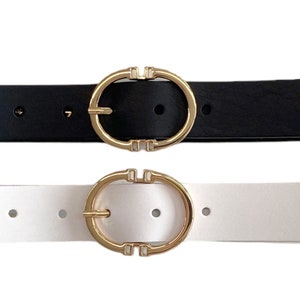 Women's belt made of smooth leather Leather belt black or white WIDTH 3cm