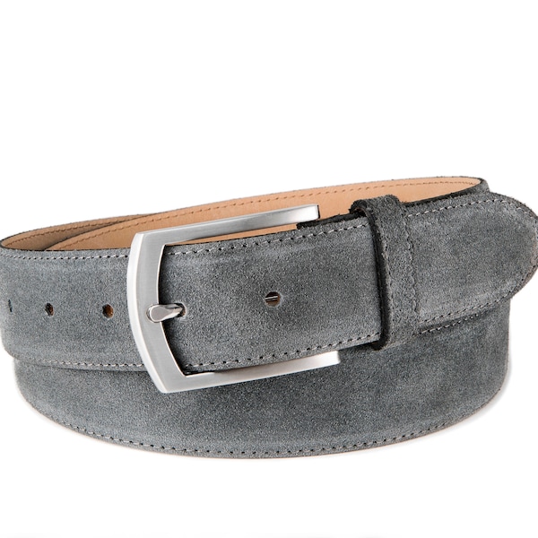 Ceinture homme ceinture en cuir suédé gris ceinture jeans