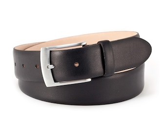 Men's Leather Belts | Elegant men's belt made of calfskin | Satin-finished belt buckle | Width 3.5 cm / 1 3/8" | Nappa Collection