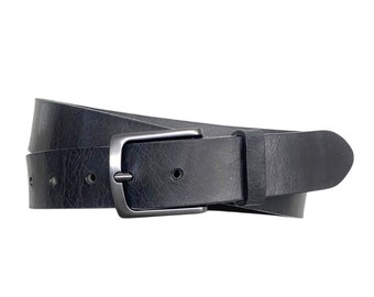 Men's Leather Belts | Buffalo Leather Jeans Belts | Matte Gray Belt Buckle | Width 3.5 cm (1 3/8") | Buffalo Collection Bandit
