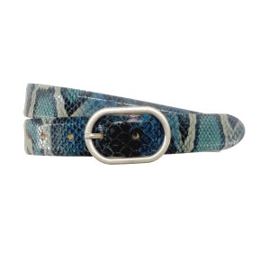 Python Ledergürtel Damengürtel Rindleder mit Reptilmuster Gürtelschnalle altsilber Breite 3cm