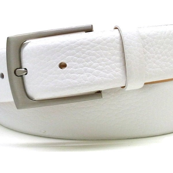 Ceinture en cuir blanc pour homme cuir nappa grainé souple