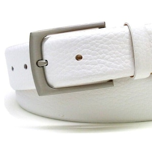 Men's belt white leather belt men's full-grain nappa leather width 3.5 cm