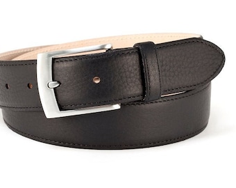 Men&#39;s belt deerskin black full grain leather belt soft leather width 3,5cm