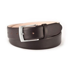 Men&#39;s belt dark brown fine calfskin high-quality leather belt elegant suit belt width 3.5 cm