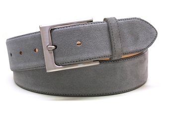 Leather belt men's suede gray jeans belt suede belt buckle satin 4cm belt width