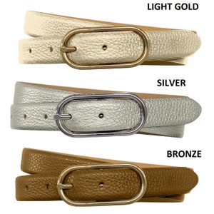 Leather belt women's metallic women's belt belt buckle oval silver or gold belt width 2.5cm