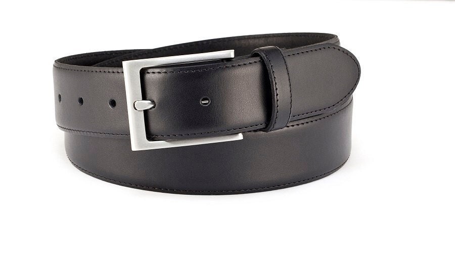 Leather belt black elegant men's belt made of cowhide with stitching width 3.5cm