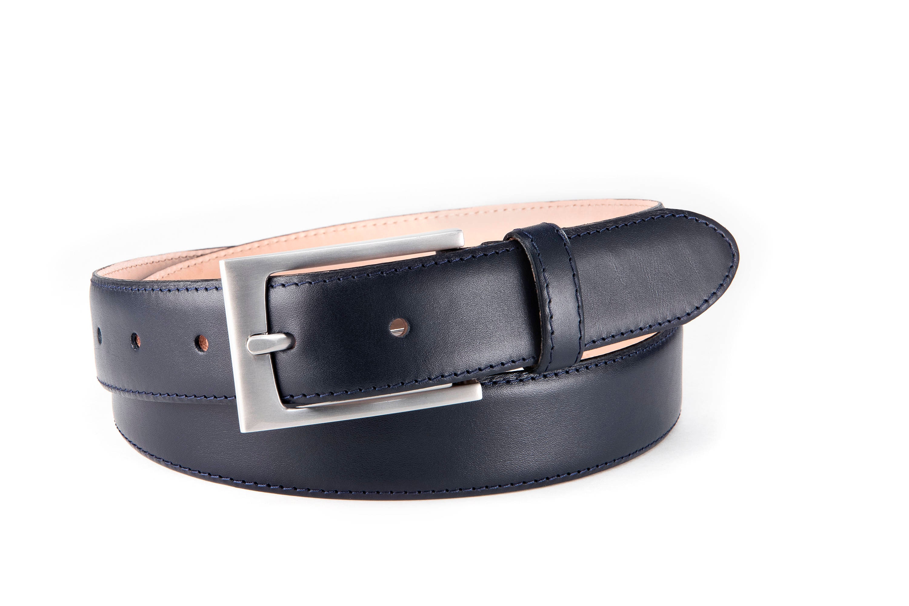 Men's Classic Gold/Silver V-Buckle Design Soft Calfskin Belt