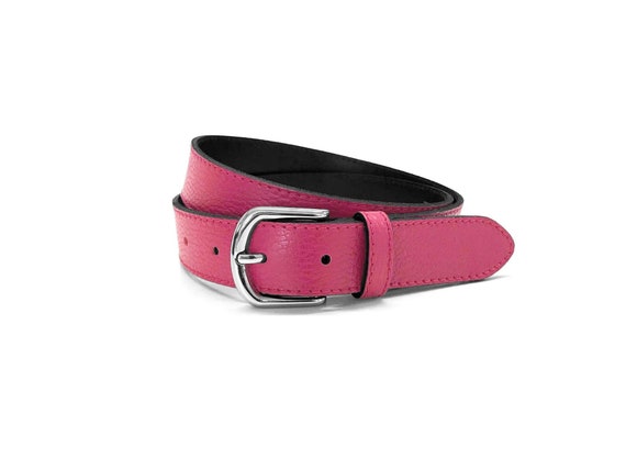 Leather Belt Women Pink Nappa Leather Jeans Belt - Etsy display picture 2