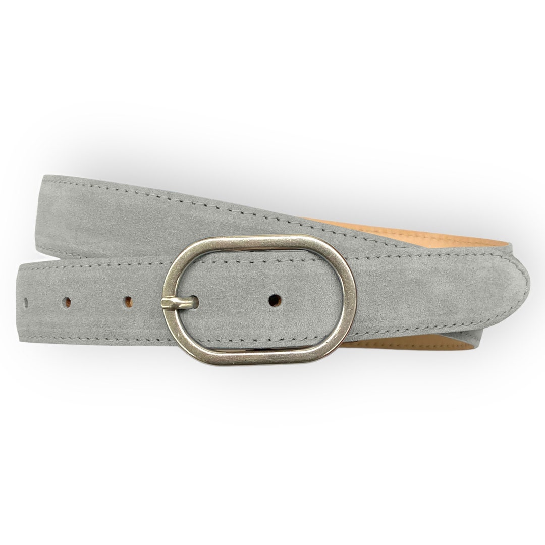 ? Women Suede Waist Belt Silver Circle Buckle Fashion Leather Belt (Boutique) Brown Leather Belt, Women Belt, Silver Buckle Belt, Made in  main image 3