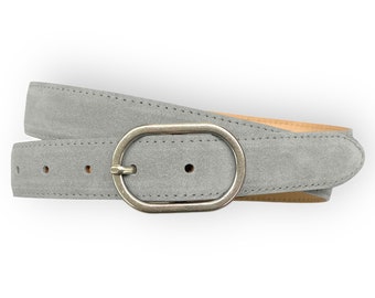 leather belt women leather belt suede leather belt jeans belt color grey flat old silver buckle
