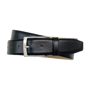 Herrengürtel Leder schwarz eleganter Ledergürtel Business Hochzeit 3,5cm Breite Gürtelschnalle satiniert