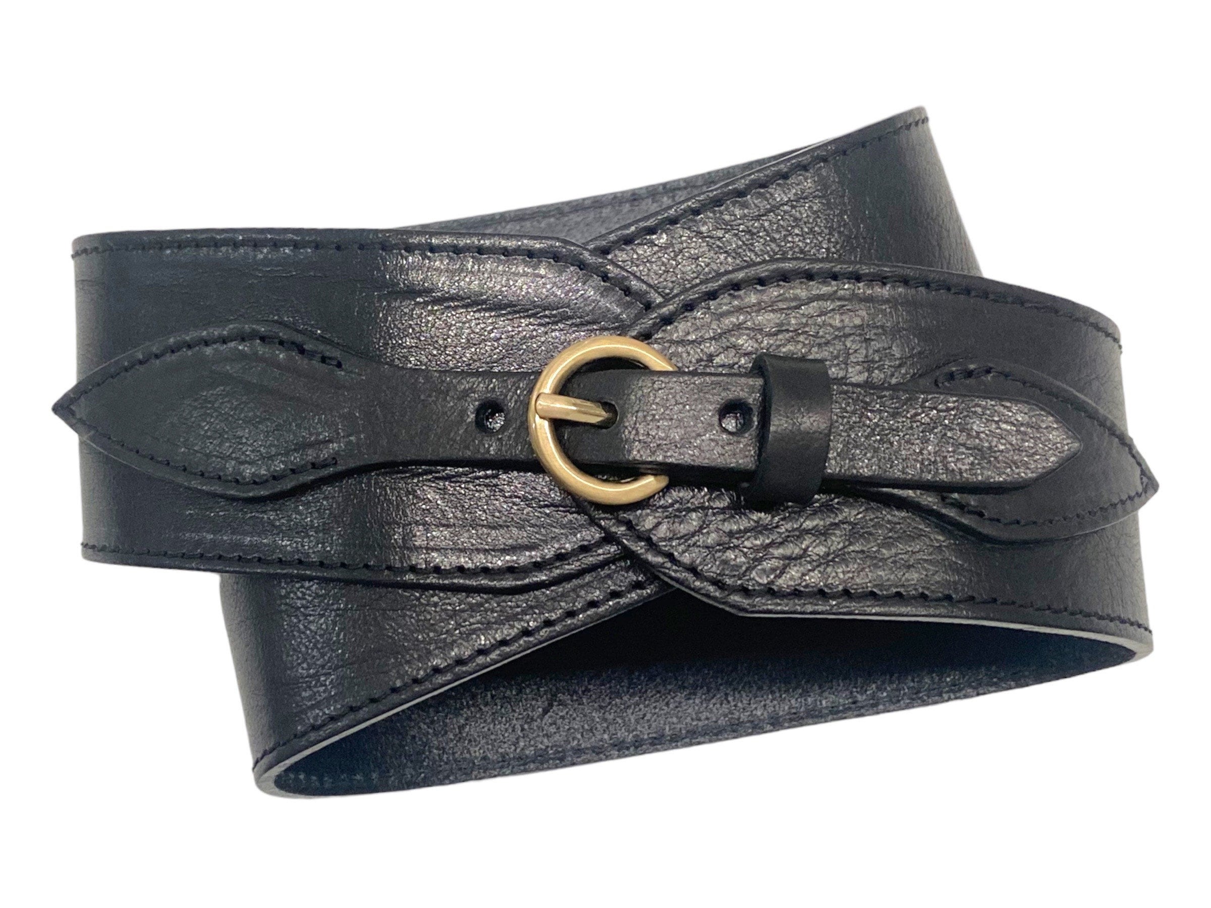 Ladies Belt Waist Belt 6cm Wide Black Leather Belt - Etsy display picture 3