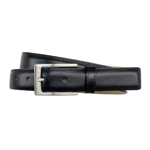 Herrengürtel Leder schwarz eleganter Ledergürtel Business Hochzeit 3cm Breite Gürtelschnalle satiniert