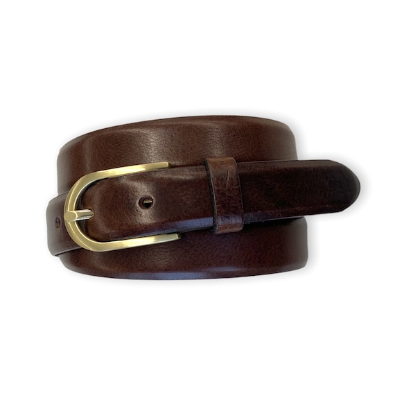 Ceinture Femme En Cuir Véritable Marron - Broderie Fleurie, Taille 38, Occasion