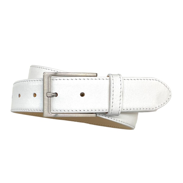 Ceinture en cuir ceinture blanche pour hommes en cuir pleine fleur souple