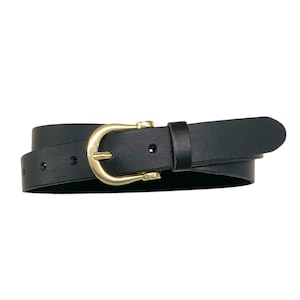 black leather belt with fine gold buckle narrow ladies belt made of smooth black leather width 2.5cm belt made to measure