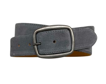 Men's Leather Belts | Suede Jeans Belts | antique silver Buckle | Width 4 cm (1 1/2") | Suede Collection