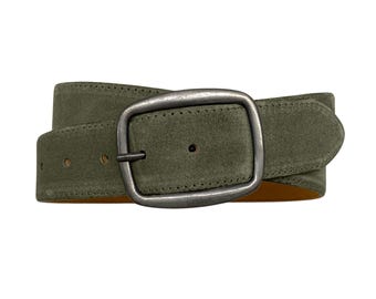 Men's Leather Belts | Suede Jeans Belts | antique silver Buckle | Width 4 cm (1 1/2") | Suede Collection