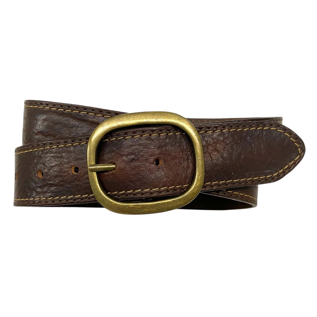 Leather Belt Dark Brown Men display picture 2
