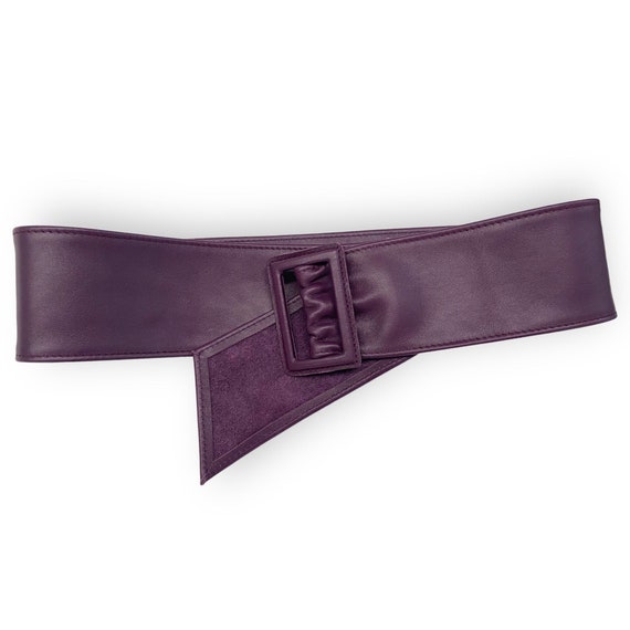 Faux Leather Wide Stretch Belt with Rectangular Buckle Adjustable Rectangle Buckle Slit Notch Women main image 4