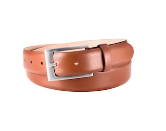Men's Leather Belts | Elegant men's belt made of calfskin | Satin-finished belt buckle | Width 3.0 cm / 1.18" | Nappa Collection