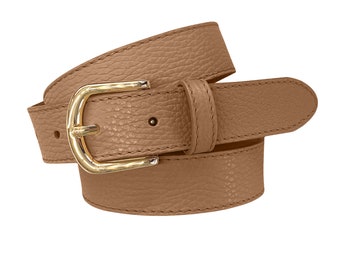 Leather Belt Colour cappuccino brown Ladies Nappa Leather Soft Grained Full Cowhide Jeans Belt