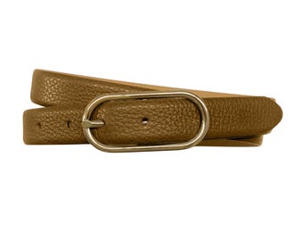 Leather belt women&#39;s metallic women&#39;s belt belt buckle oval silver or gold belt width 2.5cm