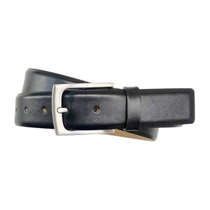Herrengürtel Leder schwarz eleganter Ledergürtel Business Hochzeit 3,5cm Breite Gürtelschnalle satiniert