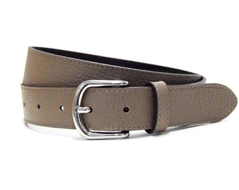 Leather belt taupe grey women belt cow leather pebble grain belt real nappa leather jeans belt