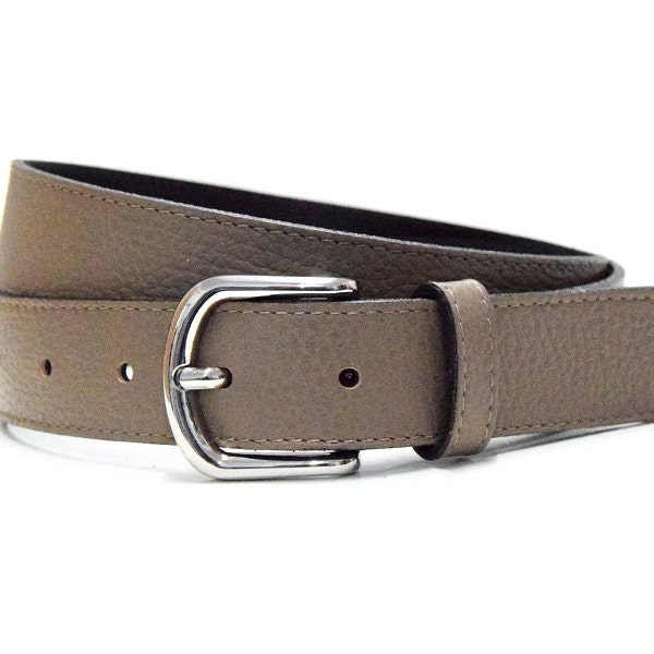 Ceinture en cuir taupe ceinture femme boucle argent nappa cuir grainé souple écorce pleine premium