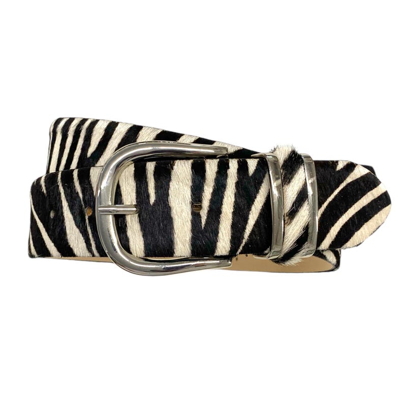 Leather Zebra Print Rhinestone Belt