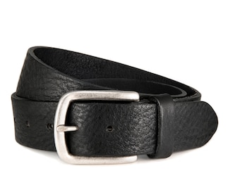 BELTINGER Cintura jeans in pelle bovina 5 cm | Cintura in pelle da uomo 50 mm | Ampia cintura da uomo in vera pelle, Bianco/ Argento, 80 cm ( Gesamtlänge 95 cm