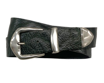 Ladies belt leather black leather belt width 4cm