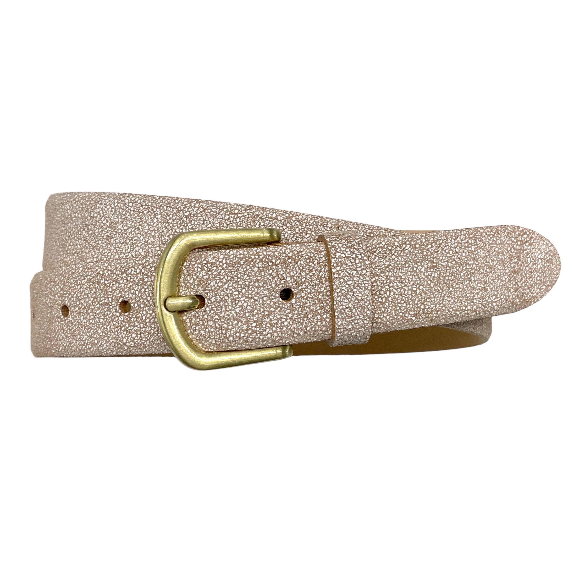 Ladies Leather Belt Nude White Suede Jeans Belt Belt Gold Buckle