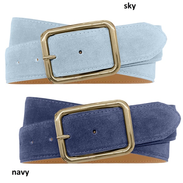 Leather belt ladies belt suede leather buckle gold / Design: Gina Belt, Styling Suede