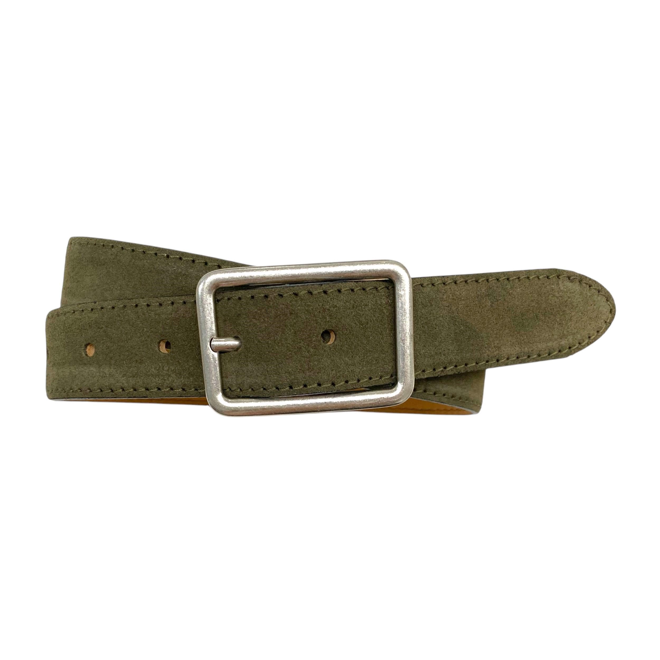 9516 Women\'s Green Belts With Sliver Buckle Elegant Suede Leather Waist Womens Dark Green Belt for Jeans Real Leather Ladies Thick  main image 4