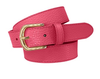 Ledergürtel Farbe hot pink Damengürtel aus Nappaleder weiches genarbtes Vollrindleder Jeansgürtel