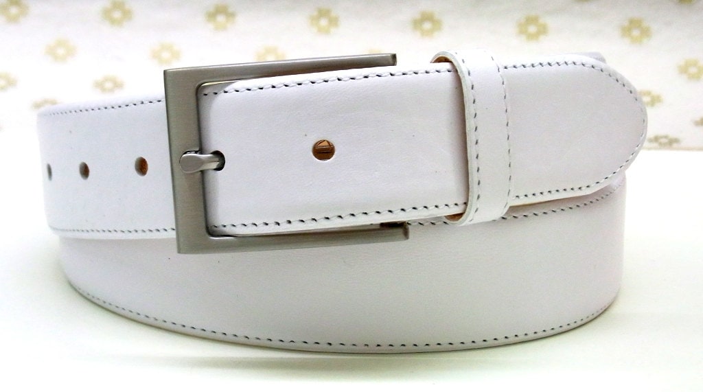 White Leather Belt White Mens Belt Full Grain Cow Leather - Etsy